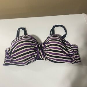 Purple black and white bikini top